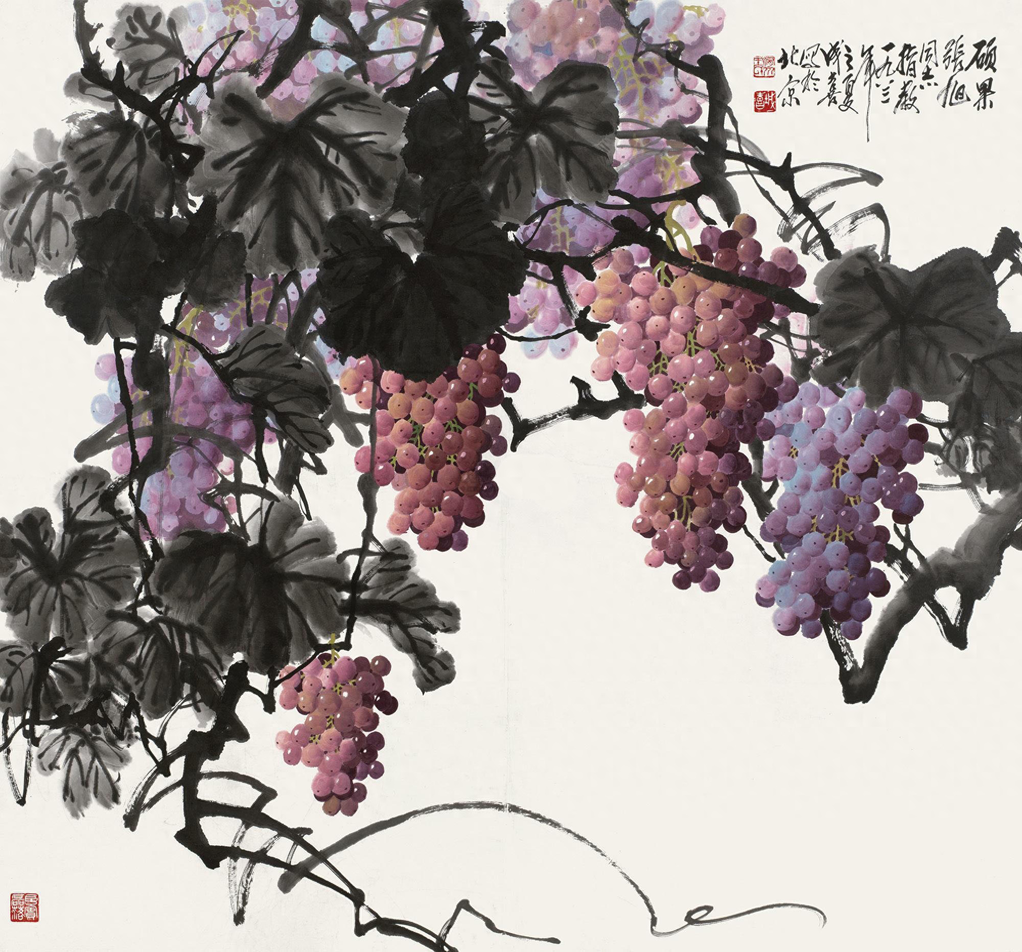 师法自然，晶莹剔透，当代著名国画家王成喜作品精选（二）：葡萄